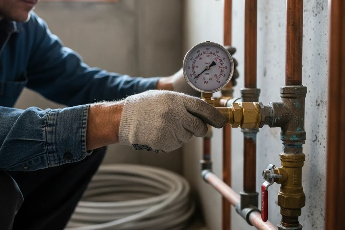 Pressure testing a repaired line during Water Line Repair in Whiteford
